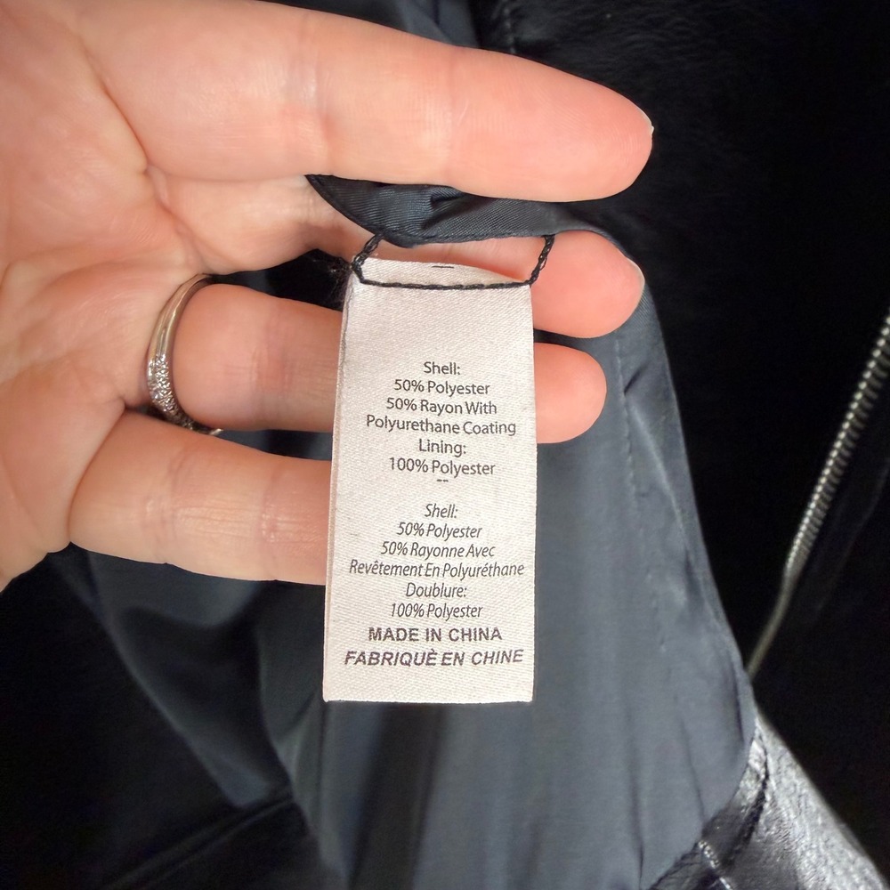 NWT Cinq‎ a Sept Brice Faux Leather Moto Jacket Small Black Belted Minimalist - Picture 13 of 16